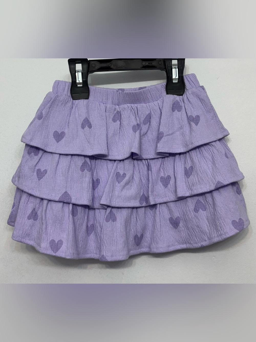 Wonder Nation Two Tone Purple Heart Print Tiered Skort Kid’s Girl’s Size 5 NWT